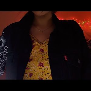 🌶Levi Black Denim Jacket w Hand Painted hearts🌶